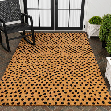 Daphne Modern Classic Animal-spot Bordered Coir Area Rug